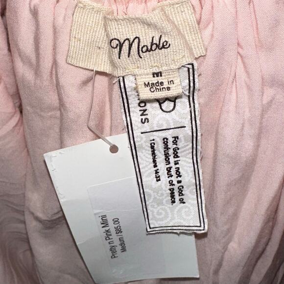 NWT Mable Pretty n Pink Floral Puff Sleeve Backless Babydoll Mini Dress Size M - Picture 3 of 13